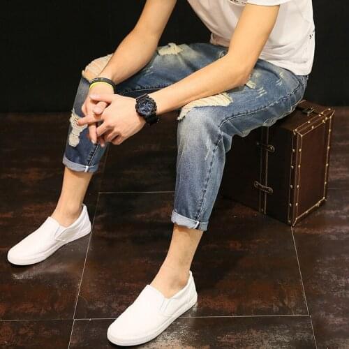 Fashion Men Baggy Hole Ripped Jeans Loose Fit Jogger Hip Hop Male Denim Trousers Large Size Hippie Harem Pants Cowboy Streetwear