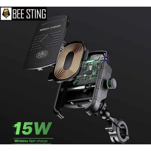 Motorcycle Phone Holder USB QC3.0 Fast Charger Motorbike Mirror Mobile Stand Support QI Wireless Charging GPS Cellphone Mount