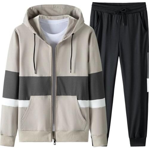 Men Tracksuit Autumn Winter Sport Set Running Sweatshirt Hoodies Jacket Men Sweatpant Gym Set Stitching Style