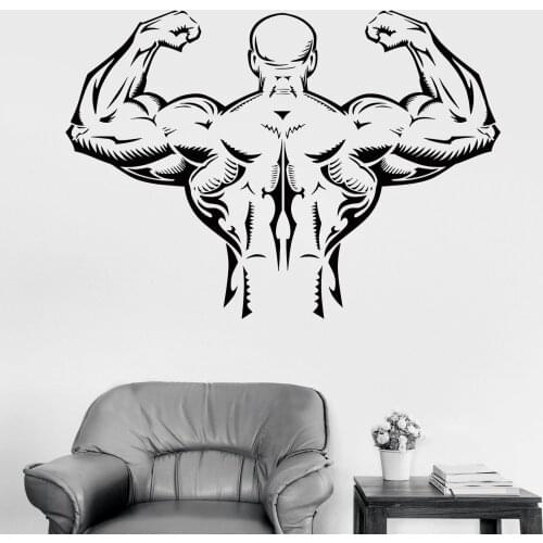 Gym wall stickers, fitness bodybuilding perfect back muscle decals, gym decorative wall stickers, stylish home decoration 3574
