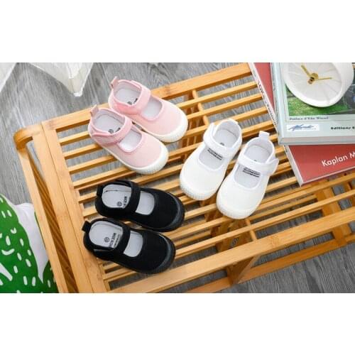 2021 New Indoor White Shoes Boy Black Girl Square Mouth Double Air-mesh Shoes Breathable Students Shoes Hot Fashion Casual Flats