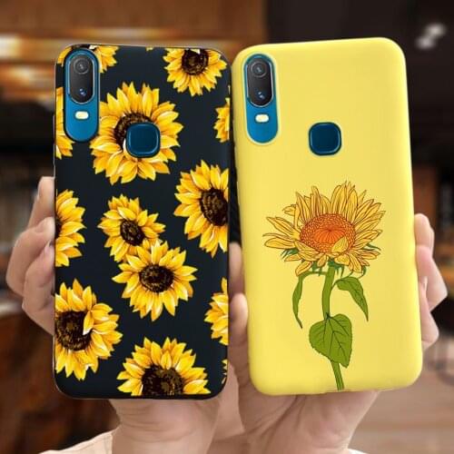For Vivo Y11 2019 Case Flowers Pattern Candy Color Matte Shockproof Cover For Vivo Y 11 Y11 2019 1906 viviY11S Fundas Back Cover