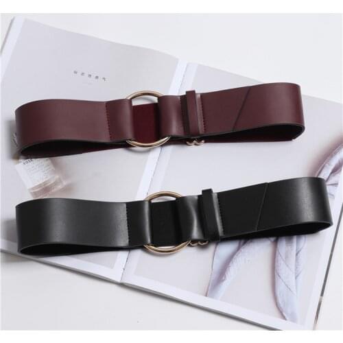 New fashion wide Leather Belts Metal Ring Punk All Match Waist Strap Personalized Waistband Dress coat accessories