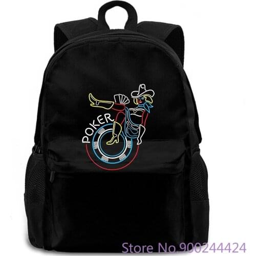 Neon Casino Poker Sign Cowgirl O-Neck nage Men 100% Prins Hot 2018 Fashion backpack