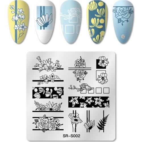 1PC Natural Flower Leaves Nail Stamping Plates Lavender Mandala Flowers Plants Plate Templates Stainless Steel Stencil Tool