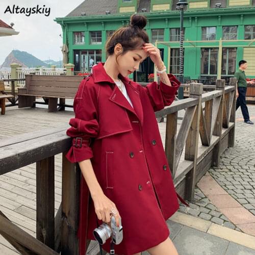 Trench Women Preppy Korean Style Students All-match Harajuku Fashion Long Sleeve Causal High Street Windbreaker Abrigo Mujer Ins