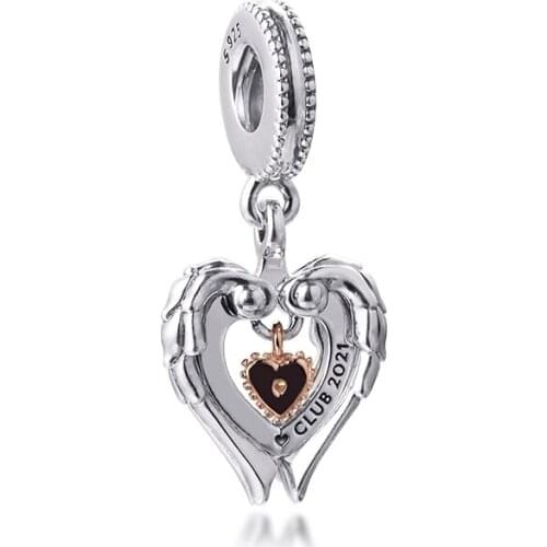 High Quality Sparkling 2021 Hearts Charm for Bracelets New DIY Jewelry Woman Beads 100% Real Sterling Silver S925 Pendant