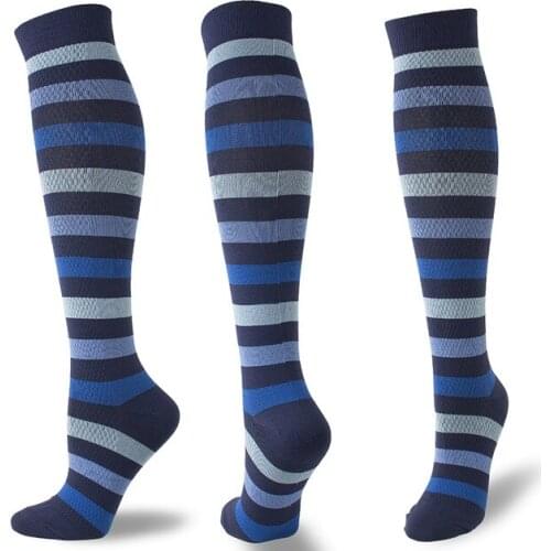 Women Yoga Stripe Compression Socks Men Outdoor Sport Socks Medical Nurse Edema Maternity Swelling Flight Travels