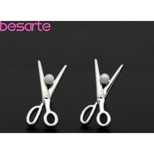 Cute Scissor Earings Korean Natural Pearls Stud Earrings Women Boucle D'oreille Perle Aretes Perlas Kolczyki Perel Kupe E2711