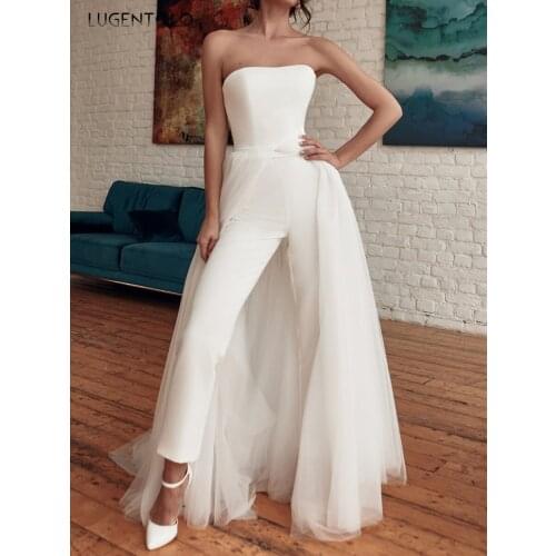 Sexy Jumpsuit Women Breast Wrap Slim Sleeveless High Waist Spring Summer Female Elegant White Long Straight Jumpsuits Lugentolo