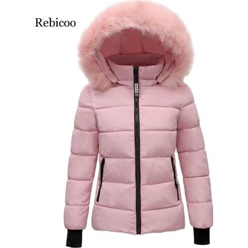 Women Faux Fur Collar Coat Down Cotton Jacket Fall Winter Thicken Warm Minimalist Hooded Outdoor Windproof Casual Coat