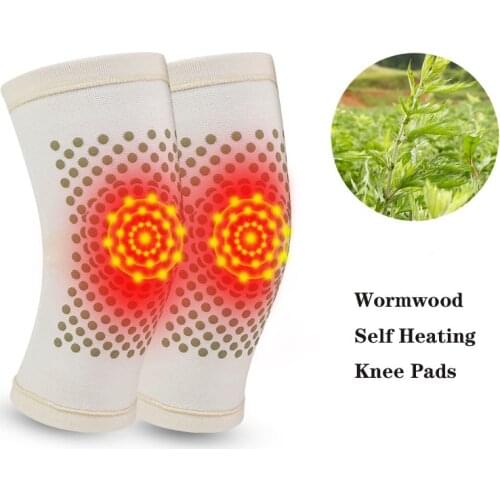 1 Pair Self Heating Support Knee Pads Wormwood Knee Brace Warm for Arthritis Joint Pain Relief and Injury Recovery