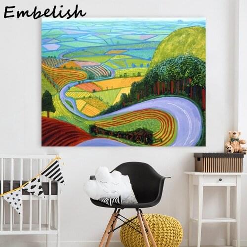 1 Pieces Modern Landscape Pictures For Living Room David Hockney Garrowby Hill Canvas Painting Home Decor Wall Posters