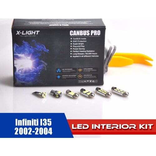 17pcs in one Package White Premium LED Dome Light Map Light Interior Light Kit + License Plate Light for Infiniti I35 2002-2004