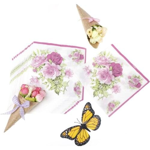 20pcs/pack 33cm*33cm Party Tissue Napkins Decoupage Rose Paper Napkin & Flower Festive