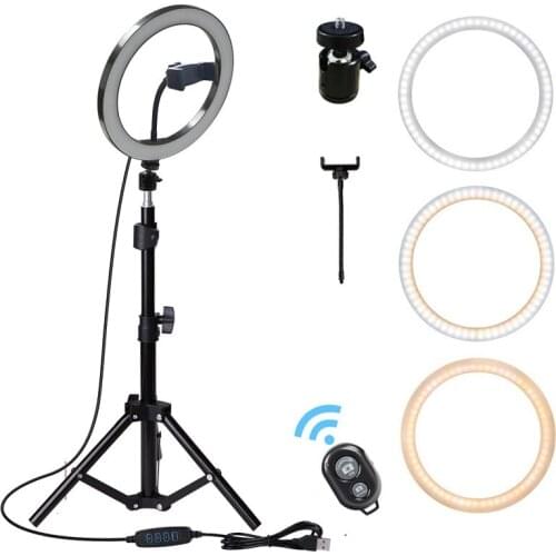 26cm USB LED Light Ring Photography Flash Lamp With 160cm Tripod Stand For Makeup Youtube VK Video Dimmable Lighting