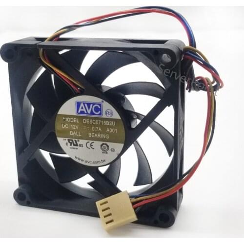 For AVC DESC0715B2U DC 12V 0.7A 7CM 70x70x20mm 4-wire double ball bearing fan