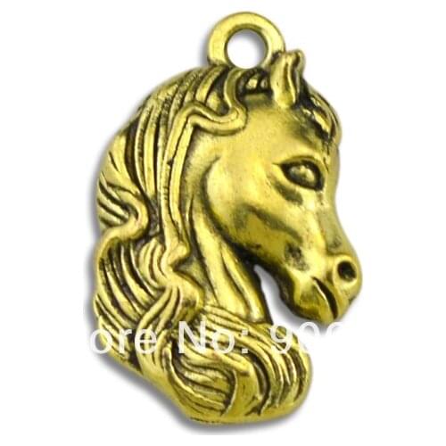 Antique Bronze plated 50pcs 1 lot Horse Head Pendant charm Jewelry