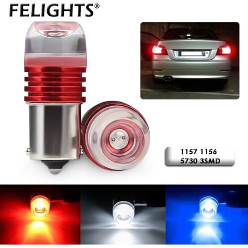 2X Car LED Light Bulb 1156 BA15S 1157 BAY15D 5630 3SMD Turn Signal Tail Brake Auto Reversing Lamp For Car 12V White Blue Red