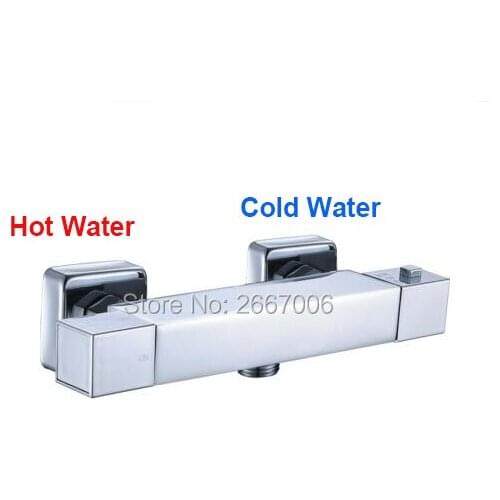 Free Shipping Square Shower Faucet Connect with hose Bathroom shower mixer thermostatic Temprature Control Valve Tap ZR963