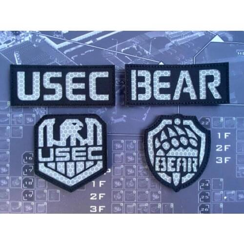 Escape From Tarkov USEC BEAR IR Reflect Light Badge For Clothing backpack Embroidered badges Hunting stickers