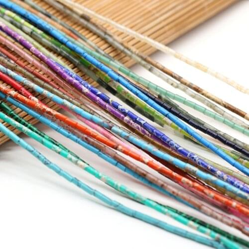 Natural Stone Beads Multiple Styles Cylindrical Shape Fashion Loose Beads for Making DIY Jewelry Necklace Accessories 3x4mm