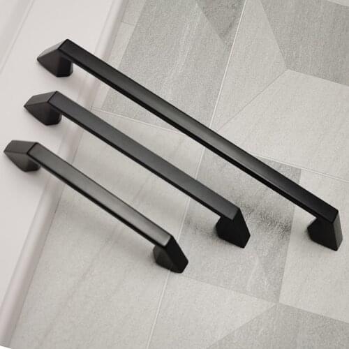 American Style Black Handles for Cabinets and Drawers Modern Fashion Aluminum Alloy Wardrobe Dresser Furniture pulls