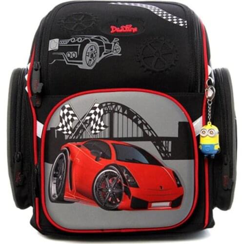High quality 2019 new 2-6 grade childrens school bag boy 3D racing motorcycle pattern waterproof orthopedic backpack mochila