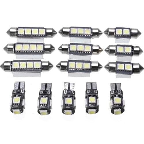 For BMW 14pcs/Set E90 Sedan M3 LED Dome Map Reading Light Kit License Plate Lamp Bulb Support 3 Series 328i 335i
