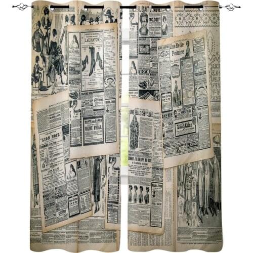 Home Curtain Advertising Newspaper Retro Bedroom Kitchen Curtains Living Room Decoration Items Window Curtains for Living Room