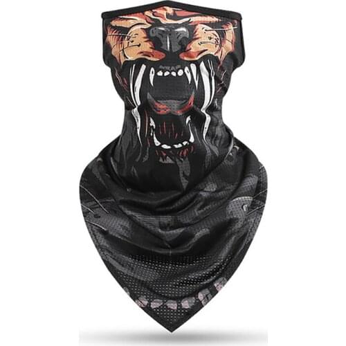 Double-threaded Hemming Hanging Ear Triangle Scarf Sports Ice Silk Mesh Multi-functional Face Mask for Hiking Camping Running