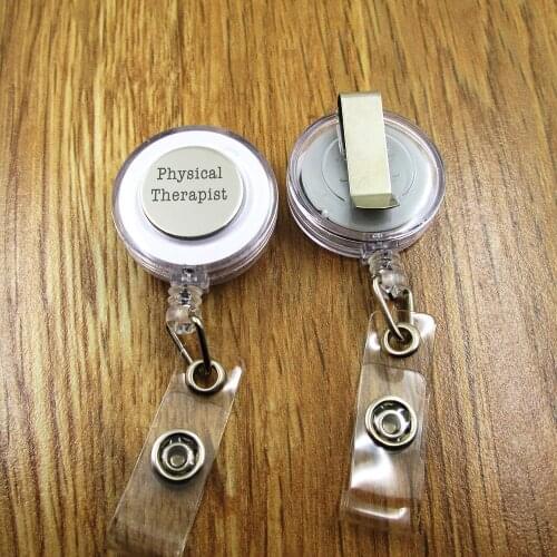 Physical Therapist ID Badge Reel for Docter Nurse Teacher Student retractable recoil id badge holder