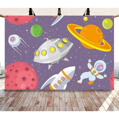 Photography background Astronaut Themed for Boys Space Ship Birthday Party Decor Photocall Backdrops Photo Studio Photo Prop