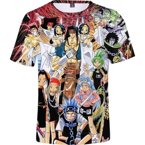 Anime Shaman King Printed 3D T-shirt Women Men Summer Short Sleeve Tops Tee Shaman King Cartoon Anime Unisex Trendy 3D T Shirts