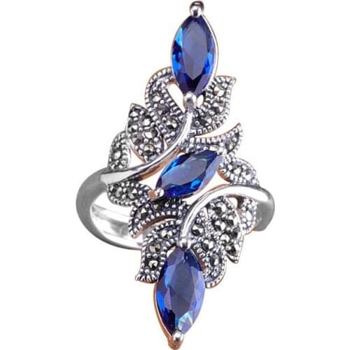 Classic Fashion Wedding Ring Exquisite Blue Zircon Female Ring 2021 New Korean Fashion New Wedding Jewelry Christmas Gift