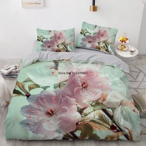 Flower Design Printed 3D Bedding Sets Black Duvet Quilt Cover Set Comforter Bed Linen Pillowcase King Queen 173x230cm