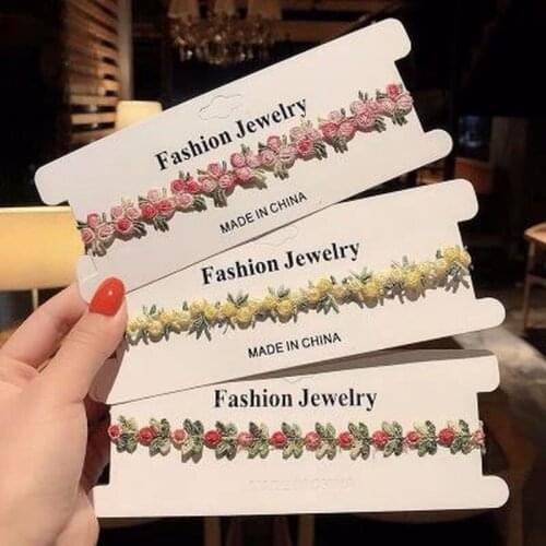 Korea Flower Charms Chian Necklace Choker for Women Girl Collars Cute Daisy Fabric Lace Jewelry Necklaces