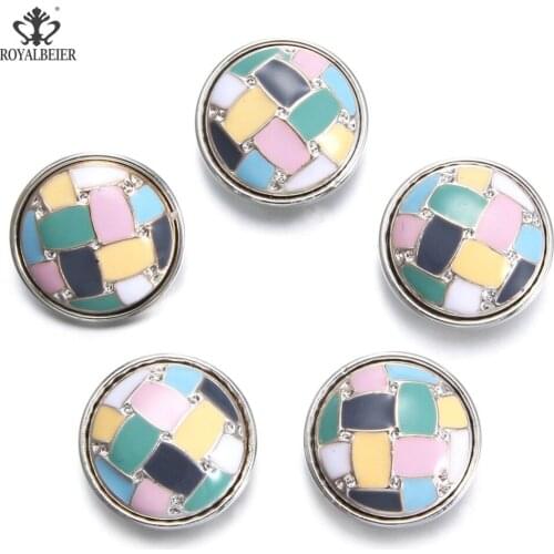 RoyalBeier 5pcs/lot Round Acrylic Buttons suitable 18mm Snap Jewelry For 18mm Snap Bracelet Snap Jewelry Wholesale KZ1143
