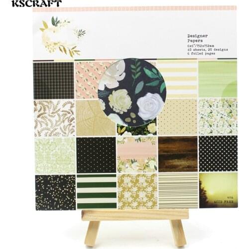 KSCRAFT 40pcs 6" Single-side Printed Flowers pattern creative papercraft art paper handmade scrapbooking kit set books