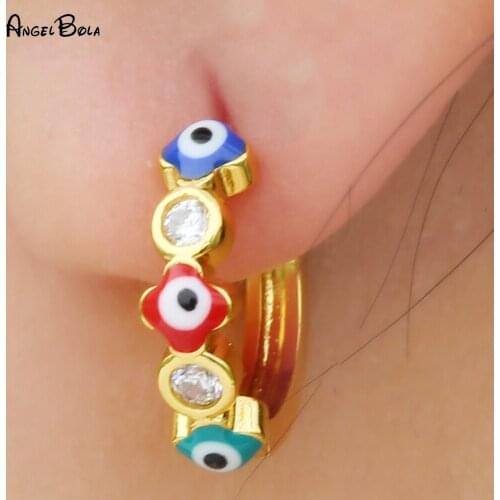 Fashion New Design Lucky Devil Eyes Cute Romantic Women Round Earrings Luxury Gold Jewelry Women Earrings Gift Wholesale