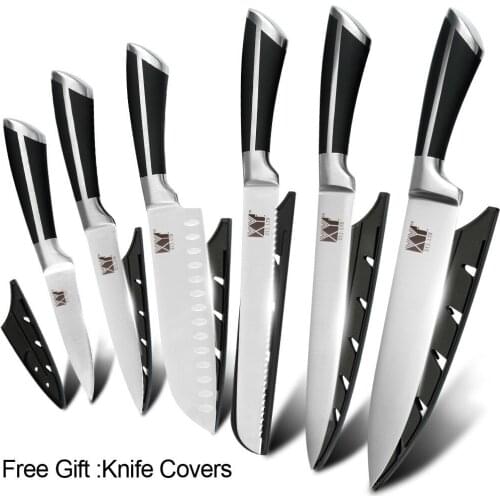 6pcs Stainless Steel Knife Set Kitchen Knife Set Health Household Home Kitchen Knife Free Christmas New Year Gift Knife Covers