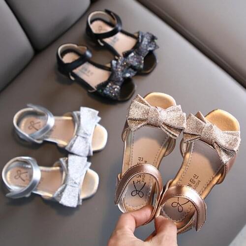 New Girls Flat Heel Sandals Kids Girls Summer Kids Sandal Princess Dress Bow Fashion Sandals Teenage Girls