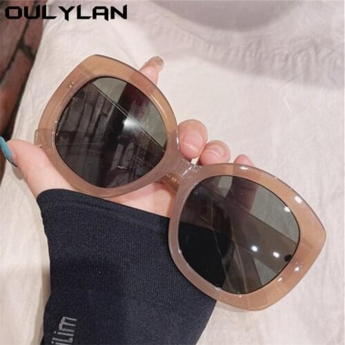 Oulyaln Ins Fashion Women Sunglasses 2021 Brand Designer Oversized Oval Sun Glasses Men Vintage Black Green Eyewear UV400