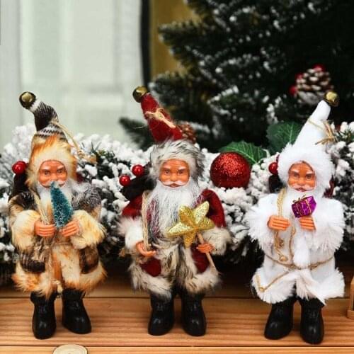 Christmas Tree Hanging Ornament Standing Sitting Santa Claus Plush Doll Pendant Figurines Xmas Holiday Party Decoration New