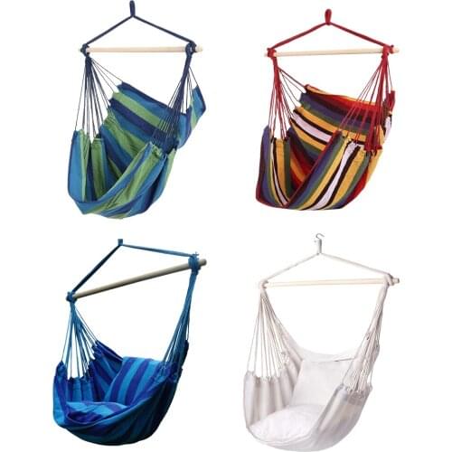 Portable Canvas Hammock Indoor Chair Swing Stripe Leisure Hanging Hammock Outdoor Hanging Bed Canvas Rocking Chair