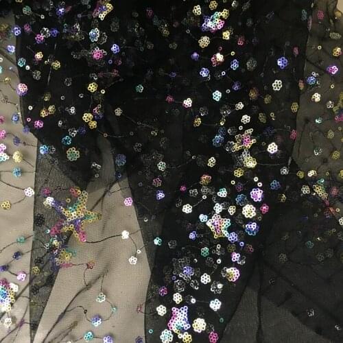 Five color flower sequins mesh five-pointed star sequins embroidered clothing dress designer fabric