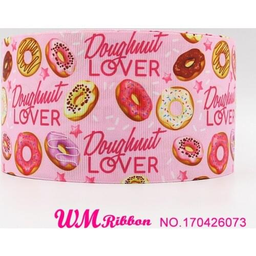Q&N ribbon 3inch 75mm 170426073 donuts printed grosgrain ribbon webbing 50yards/roll for headband free shipping