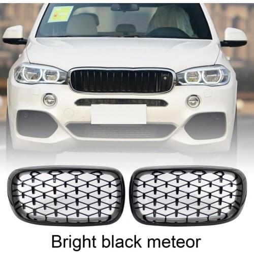 2Pcs Front Kidney Grills Grilles Meteor Gloss Black 51117294485 51117294486 for BMW F15 X5 14-16