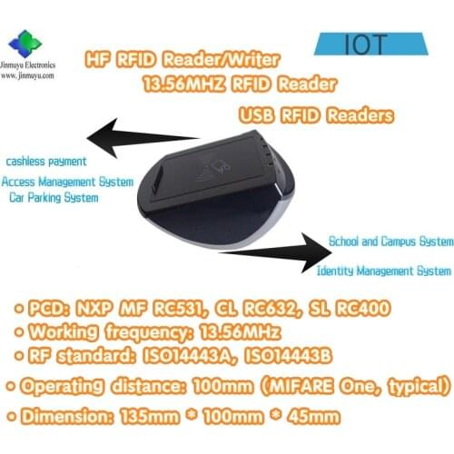 RFID Access Control HF 13.56 MHZ Mifare Readers with USB interface RC531 chip which support ISO14443A, ISO14443B