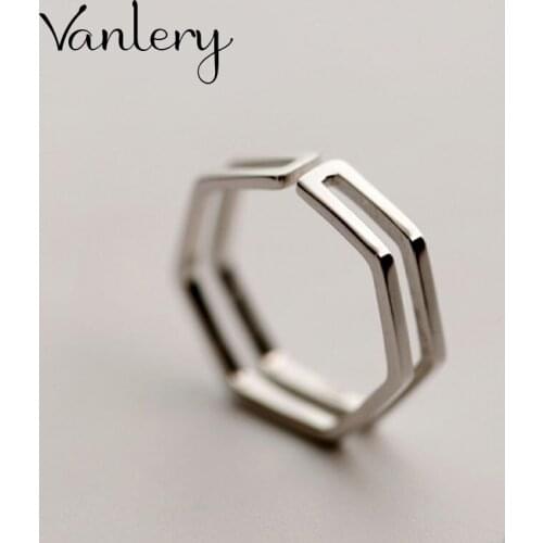 Luxury Brand Hexagon Rings For Women Wedding Statement Jewelry Valentines Gifts Lover Finger Ring